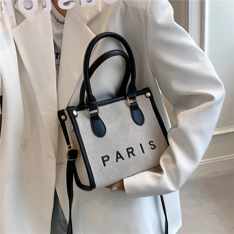 Burminsa Canvas Large Commuting A4 Work Tote Handbags For Women 2023 Trend Luxury Designer Small Ladies Shoulder Crossbody Bags_voghion.com