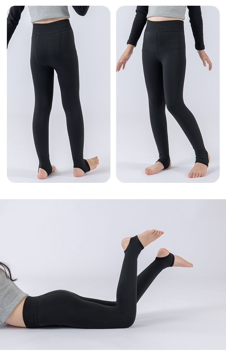 Collants thermiques doublés en polaire pour femme - Leggings d'hiver anti-boulochage haute élasticité, noir/peau/blanc (avec pieds/convertibles)_voghion.com