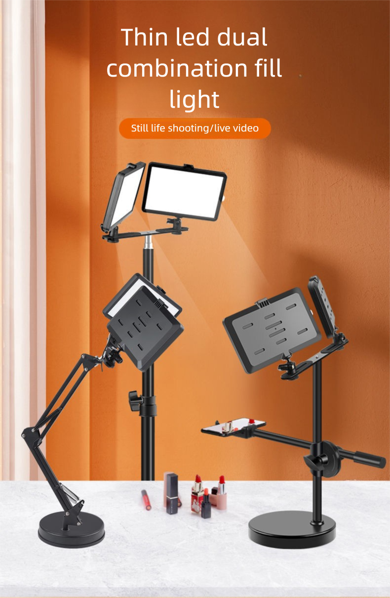Dual Shadowless Telefon Overhead Live-Streaming Selfie Fülllicht Desktop-Ständer Schlafsaal Shooting Professionelles Essen_voghion.com