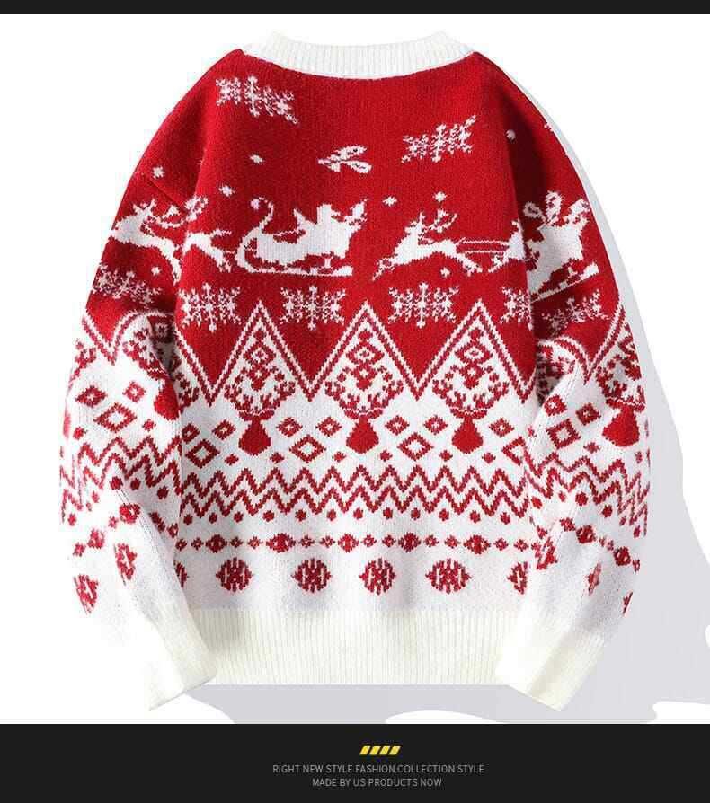 Men’s Casual Knit Sweater – Long Sleeve Crewneck Pullover, Loose Fit, Wrinkle-Resistant (M-4XL, Black/Red/Blue, Machine Washable)_voghion.com