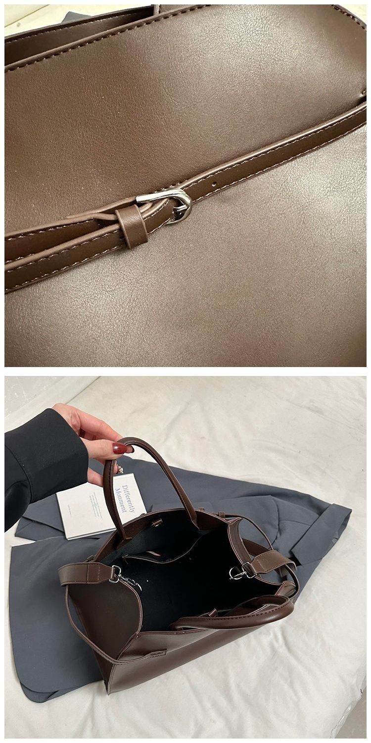 Tote Bag Casual Belted Design Commuter Handbag Large Capacity_voghion.com