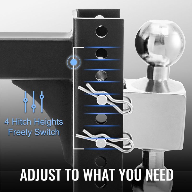 VEVOR Adjustable Trailer Hitch, 6" Rise & Drop Hitch Ball Mount 2.5" Receiver 22,000 LBS Rating, 2 And 2-5/16 Inch Stainless Steel Balls W/ Key Lock, For Automotive Trucks Trailers Towing_voghion.com
