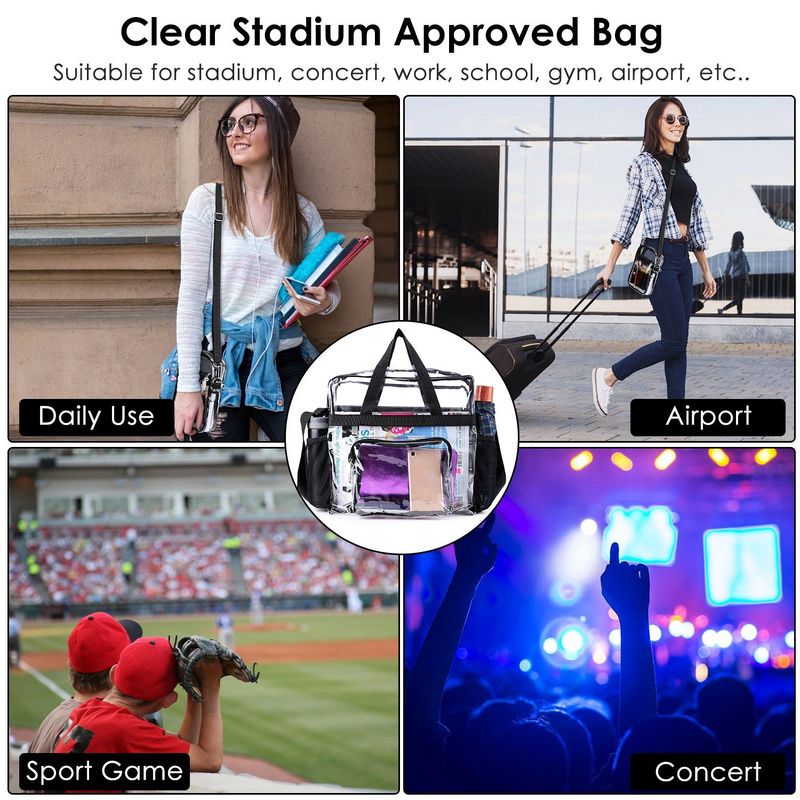 Clear Crossbody Bag Stadium Approved Clear Transparent Shoulder Bag See Through Zip Pouch Tote Bag Handbag With 11LBS Load_voghion.com