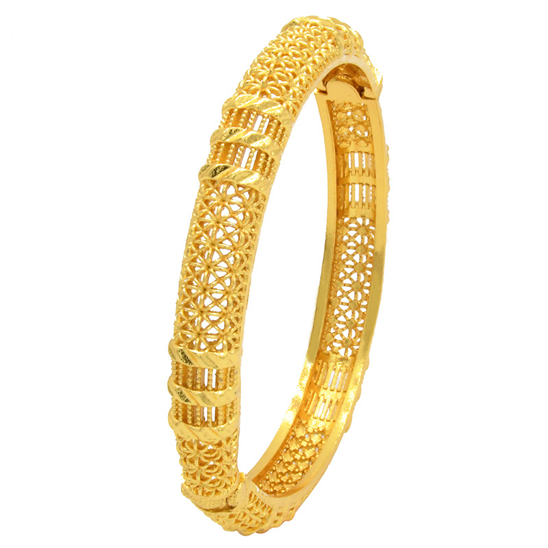 Fashion Women's Open Hollowed-out Vintage Cut Silk Sargent Gold Wedding Bracelet_voghion.com