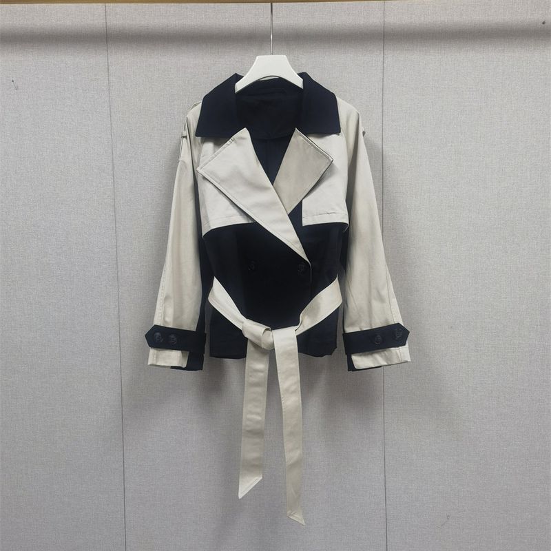 Franse Niche 24 Herfst/Winter Nieuwe Klassieke Stijl Contrasterende Kleur Een Knoop Taille Korte Windjack Voor Vrouwen_voghion.com