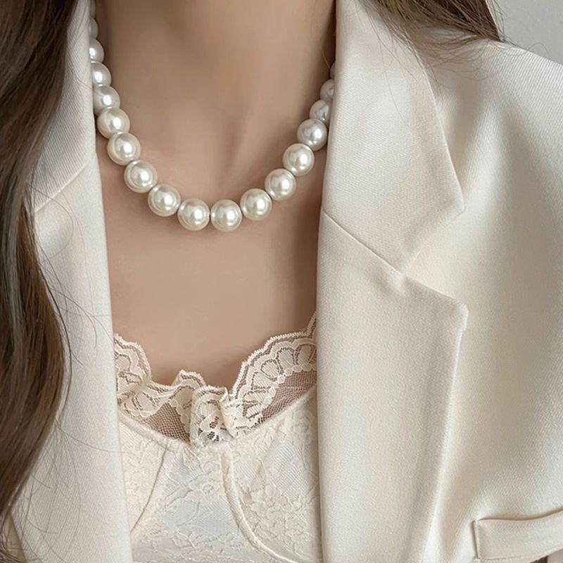 Collana di perle di vetro con perline, nuovo stile, collana di temperamento, design femminile, accessori per catene di clavicola_voghion.com