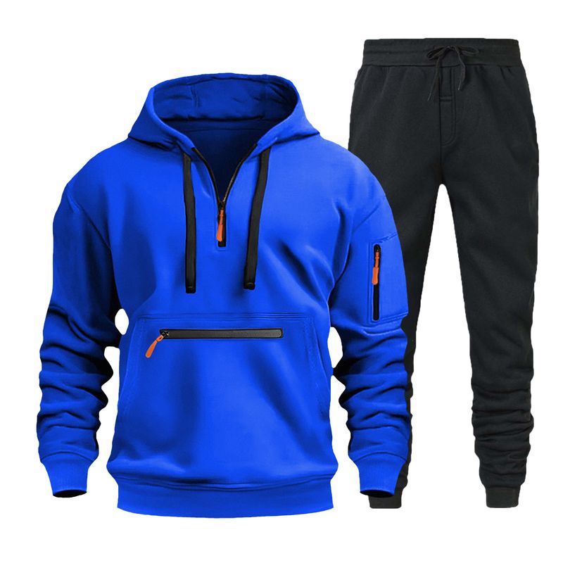 Herren-Kapuzenpullover mit Reißverschluss und mehreren Taschen – Fleece-gefüttertes Pullover-Sweatshirt für Freizeit- und Sportbekleidung_voghion.com