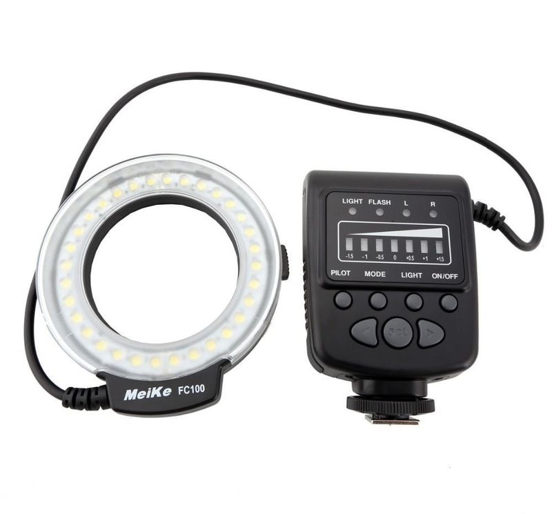 Meike FC-100 FC100 Manual LED Ro Flash Light With Sh Adapter Ring For Canon Nikon Olympus Pentax Digital DSLR Camera_voghion.com