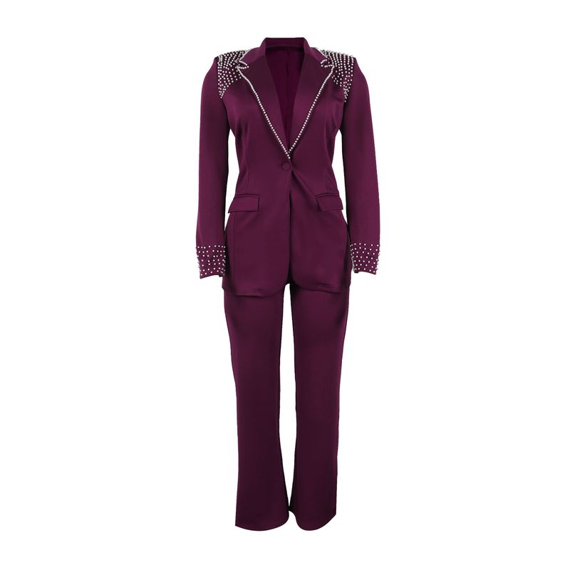 Dameskleding Pearl Lange mouwen Slim-fit Stretch Pak Tweedelige Set_voghion.com