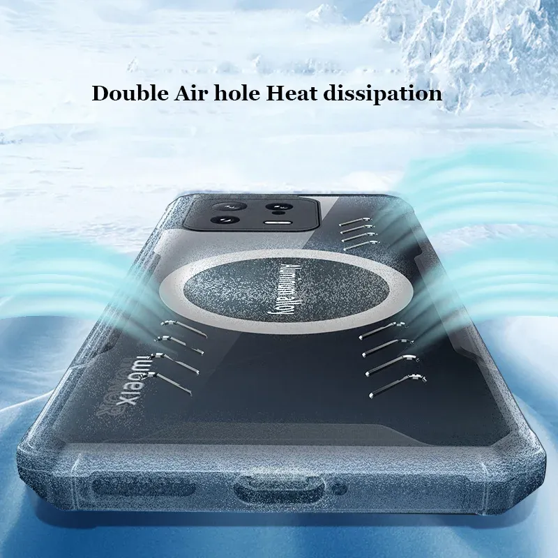 Per Xiaomi Mi 14 13 13T 12 12T 12S 12X Pro Ultra Cover Graphene Heat Dissipation PC Case Car Magnetic Bumper Casing Shell_voghion.com