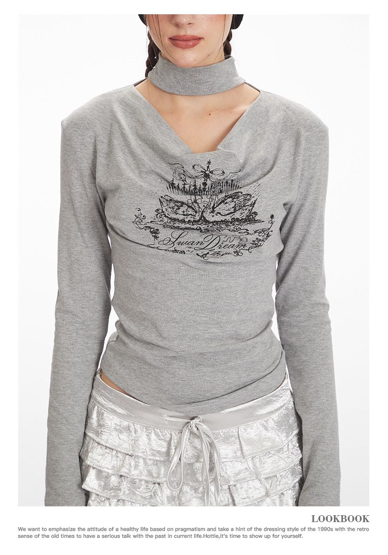 Abbigliamento da donna Top a maniche lunghe con scollo a cappuccio da donna - Maglietta basic elasticizzata aderente Tendenze moda più vendute_voghion.com