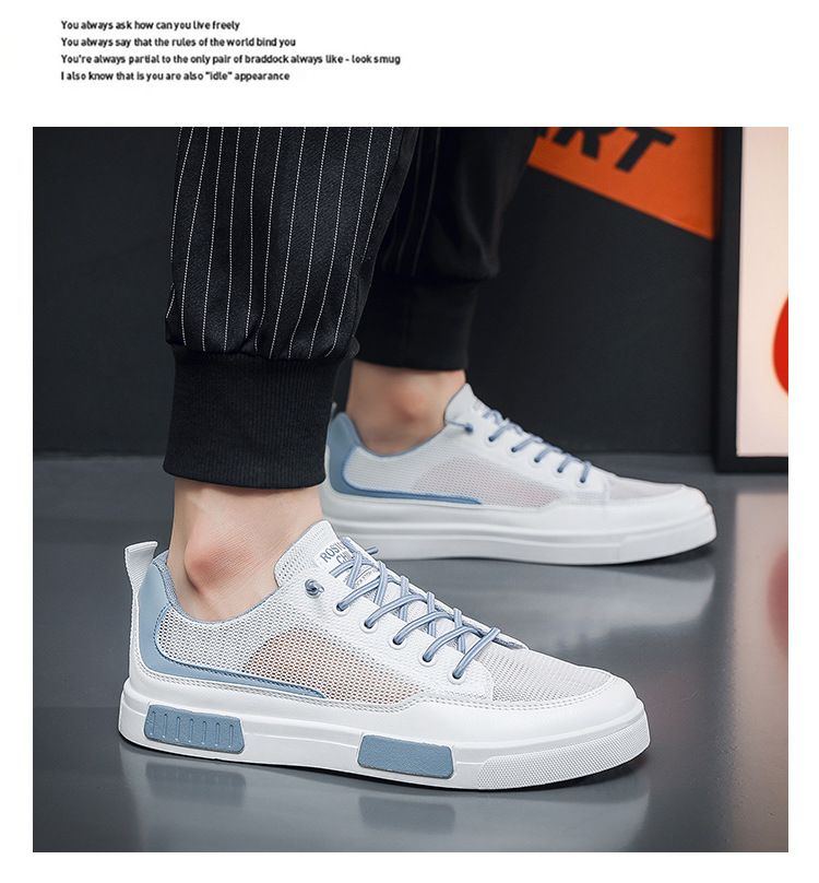 Sommer Atmungsaktives Mesh Canvas Herren Student Trendy Vielseitige weiße Schuhe Dicke Sohle Sport Casual Sneakers Herren_voghion.com