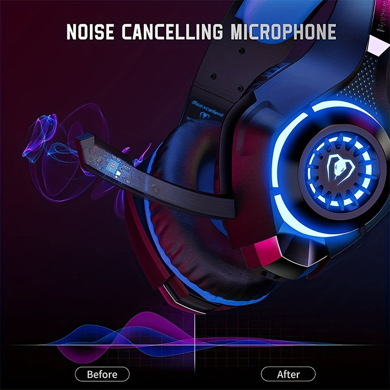 Gaming Wired Glowing RGB Earphones 7.1 Channel USB Interface Due To Straight Desk_voghion.com