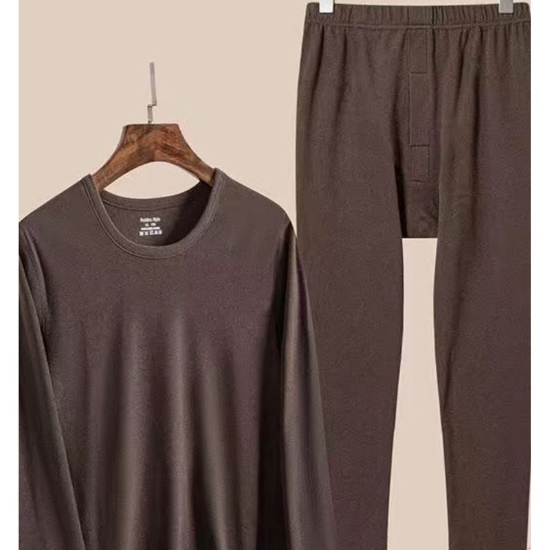 Thermo-Unterwäsche aus Samt für Männer mittleren Alters im Winter, Set mit hoher Elastizität gegen kalten Wind, Kleidung, Herbsthose, Basis_voghion.com