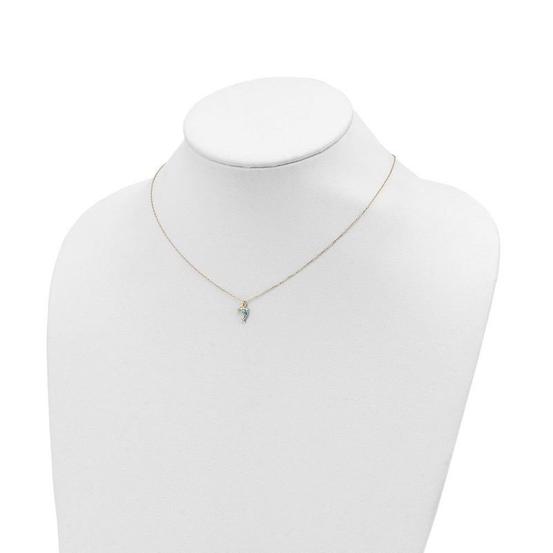 14k Polished Enameled Dolphin 16.5in Necklace_voghion.com