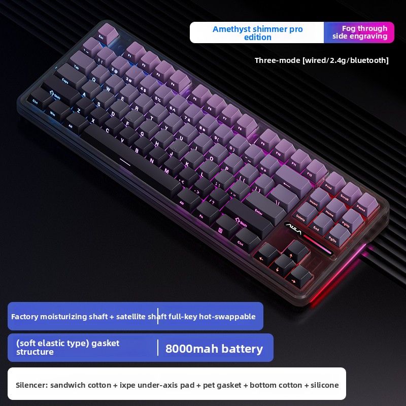 Tarantula F87Pro Mechanische Tastatur, kabellos, individuell anpassbar, drei Modi, Bluetooth, Computerspiel, E-Sport, spezielle seitlich gravierte Tastenkappe_voghion.com