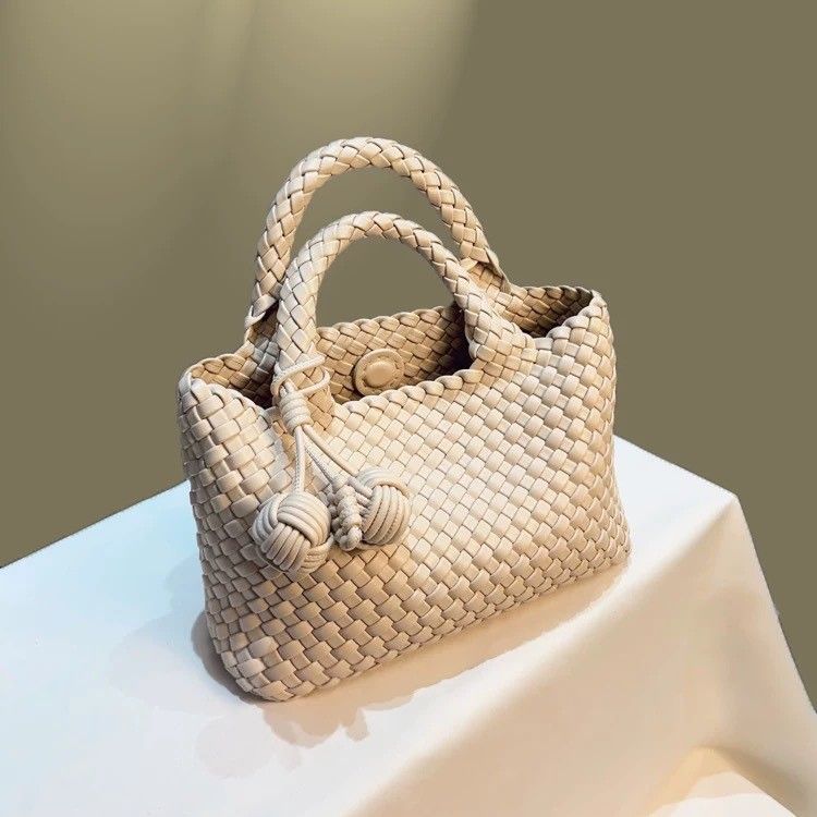Cestino di verdure intrecciato a mano per donna, borsa a secchiello di alta qualità, tracolla singola, piccola borsa tote._voghion.com