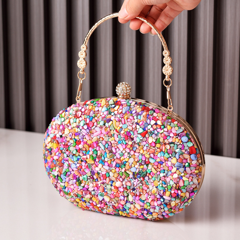 diamond-encrusted evening bag, round diamond evening bag, handle cheongsam bag, foreign trade banquet bag_voghion.com
