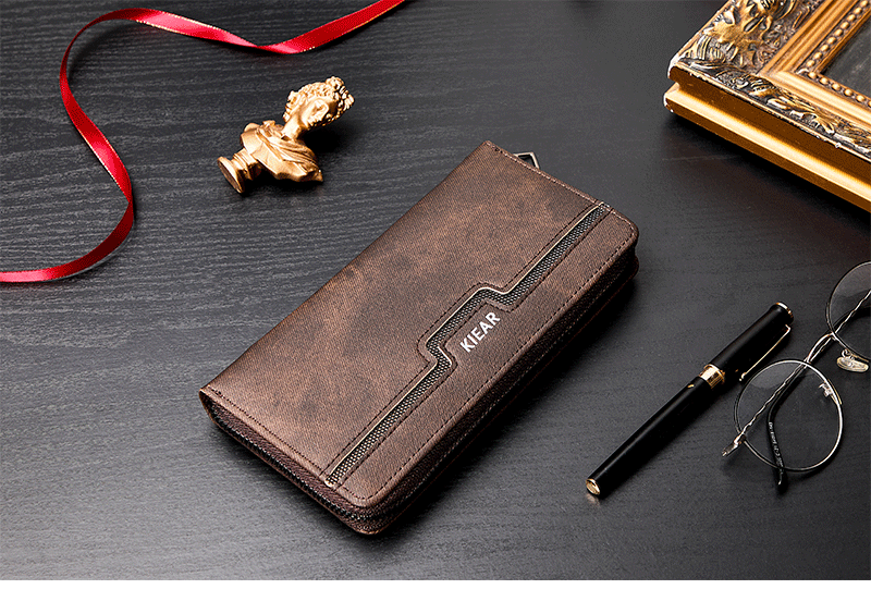 Portafoglio da polso da uomo, borsa a tracolla vintage da uomo, portafoglio lungo multi-carta, portafoglio da uomo_voghion.com