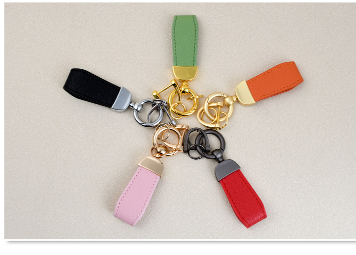 Men's Car Leather Keychain Candy Color Couple Key Pendant Sheep Pattern Bracelet Genuine Leather DIY Bag Pendant_voghion.com