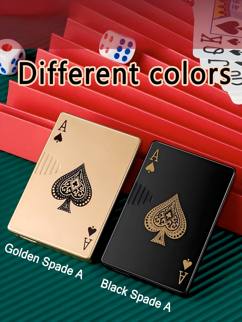 2PC Creative Poker-shaped Rechargeable Lighter, Windproof Cigarette Lighter, Thick Tungsten Filament Ignition, USB Portable Charging, Metal Material_voghion.com