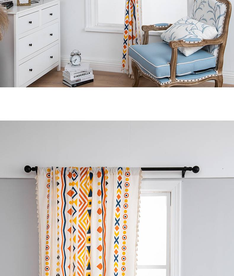 Moderne Leinenvorhänge – mehrfarbiger Kreisdruck, halbtransparente Vorhänge (Wohnzimmer, Schlafzimmer, Büro, 6 Größen, 80 % Leinen, minimalistischer Boho-Stil)_voghion.com