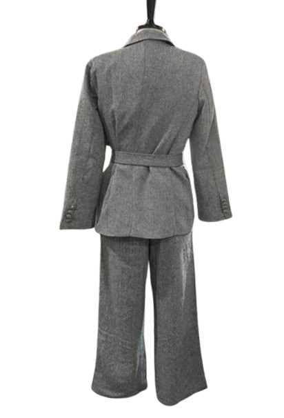 Completo blazer con corsetto su misura: gilet con cintura a vita alta + pantaloni coordinati (3 pezzi, grigio/rosa/beige/kaki, S-L)_voghion.com