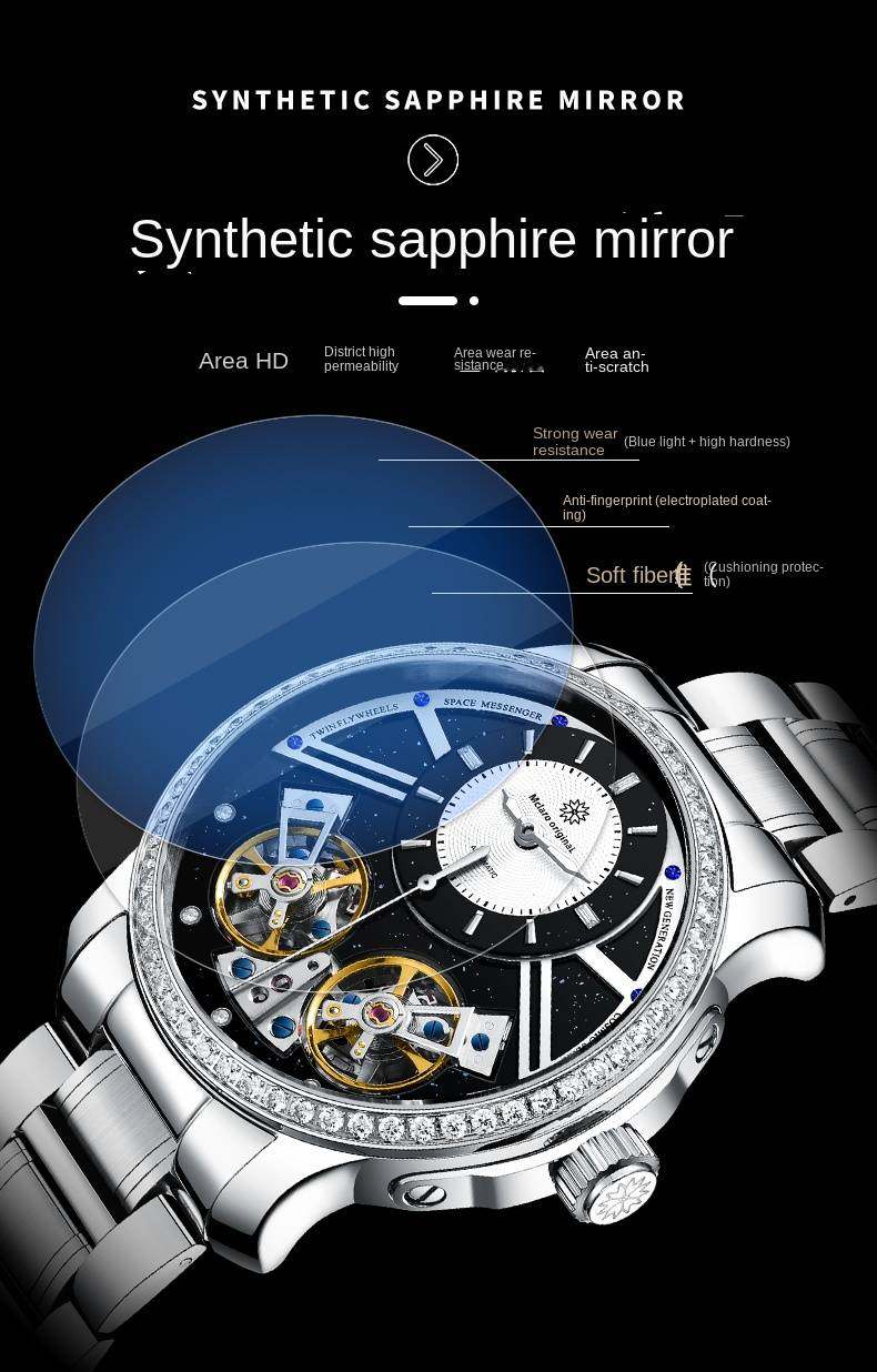 McLaro Infinite Universe 'Sirius': Men's High-End Mechanical Watch With Black Dial And Steel Bracelet For Casual Style_voghion.com
