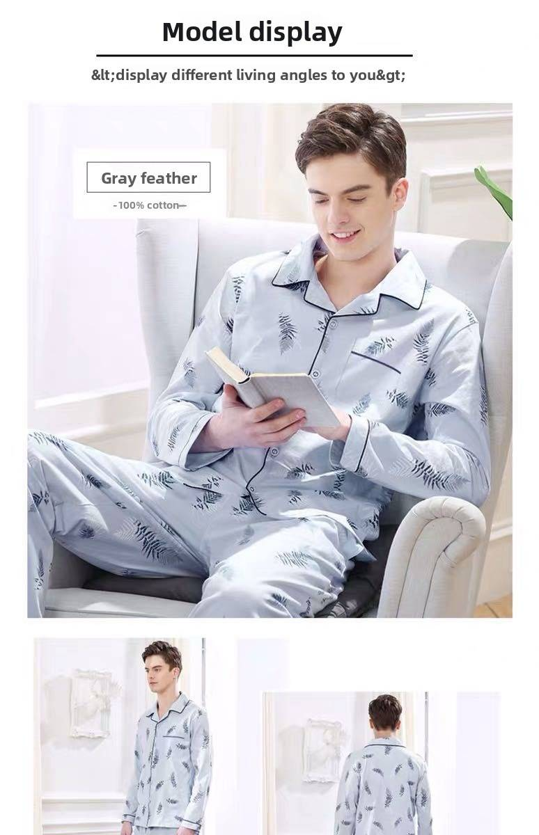 100 % reine Baumwolle Herren Nachtwäsche 2-teilig Casual Nachtwäsche Plaid Herbst Nachtwäsche Home Wear Herren Nachtwäsche Reine Baumwolle Nachtwäsche Set_voghion.com