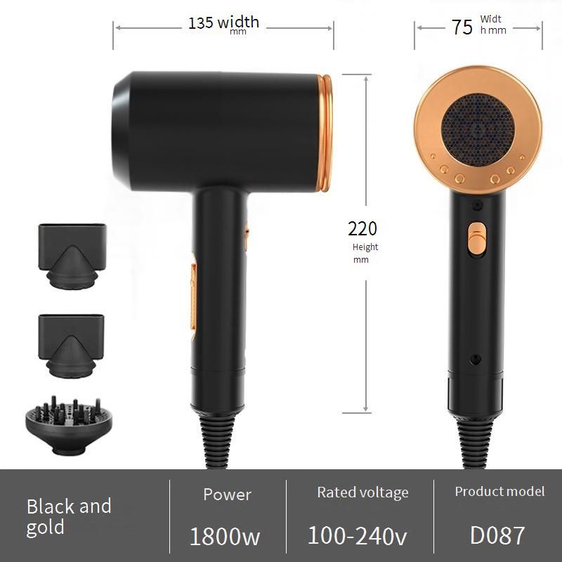Asciugacapelli ionico professionale con tecnologia a ioni negativi, asciugatura rapida da 1600 W, doppio voltaggio (110 V/220 V), design pieghevole_voghion.com