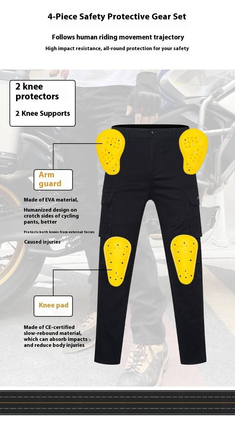 Pantalones de moto blindados con certificación CE de nivel 2: estilo retro unisex para el trabajo, para desplazamientos y conducción informal. Protección para todo tipo de clima con protectores de cadera y rodillas._voghion.com