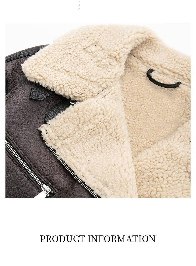 Luxury Faux Shearling Jacket For Women - Winter Cozy Fleece Lined Outerwear With Relaxed Fit & Stylish Biker Design_voghion.com