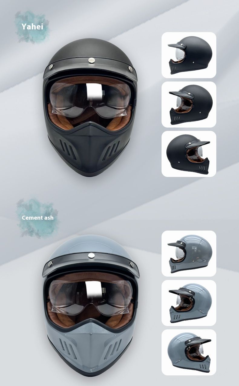 Casco integrale da moto retrò certificato 3C - Doppia visiera (trasparente/fumé), calotta classica in ABS, vestibilità regolabile (M-XXL)_voghion.com