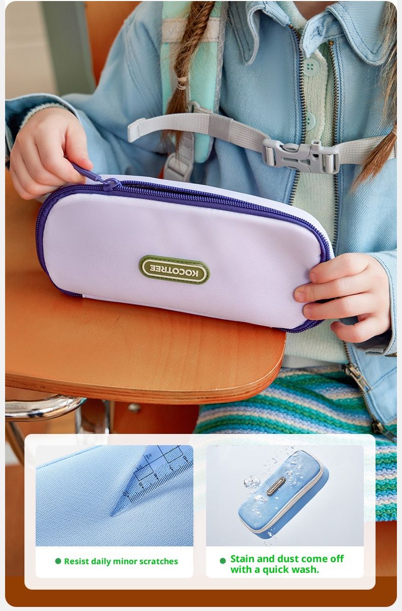 Kids' Pencil Case – Large Capacity School Organizer With Anti-Bacterial & Water-Resistant Options (Light Breeze Blue/Frosty Milk/Deep Blue/Purple))_voghion.com