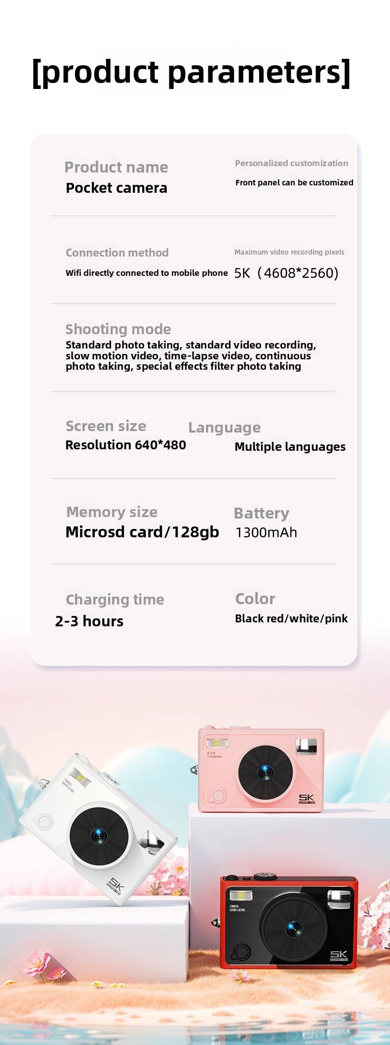 F3L WiFi Selfie Camera – 64MP HD CCD Digital Camera With Optical Stabilization, 16x Zoom & Beauty Light, Perfect For Travel & Social Media_voghion.com