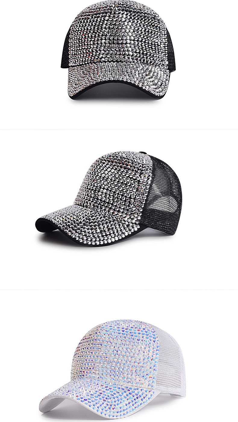 Cappello da baseball rosso per donna primavera ed estate versione coreana strass rete moda personalità berretto visiera parasole_voghion.com