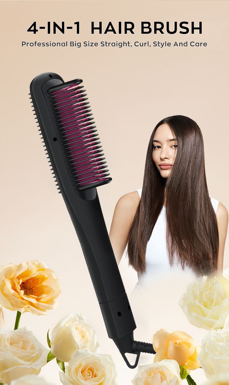 Il nuovo pettine per capelli lisci con display LCD non danneggia i capelli, i capelli lisci e ricci, ferro arricciacapelli a doppia funzione, adatto sia per capelli asciutti che bagnati._voghion.com