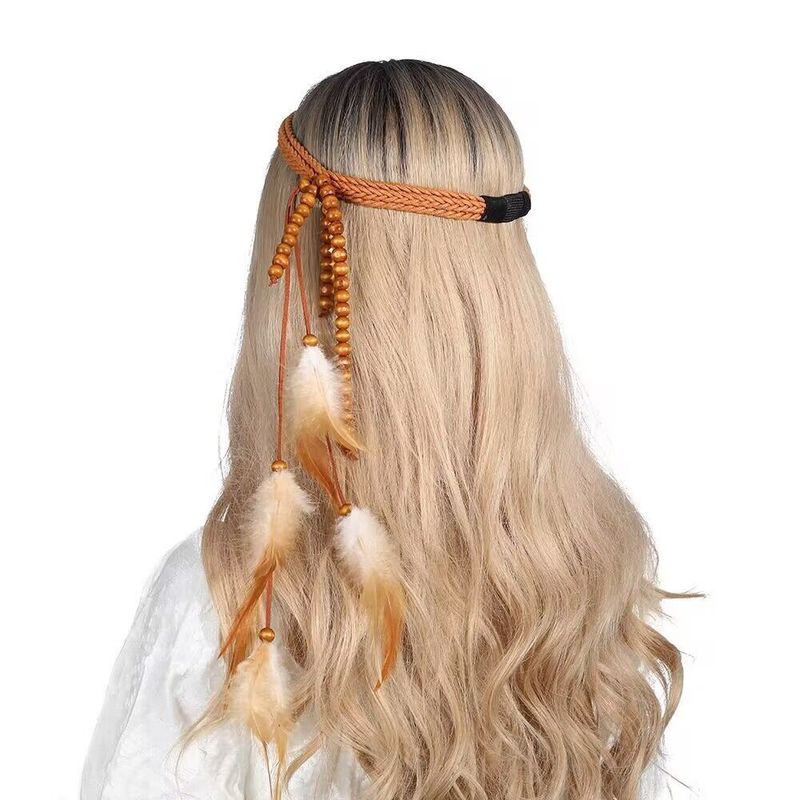 Cerchietto con piume bohémien: accessorio per capelli con piume lunghe su un lato in stile etnico - decorazione per capelli per feste in stile bohémien, chic e versatile_voghion.com