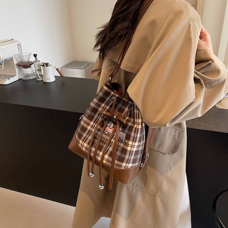 Rucsac dublu la modă pentru femei, cu imprimeu de cârnați Checkered Dog, 2024, stil universitar, pentru timpul liber, capacitate mare, single_voghion.com