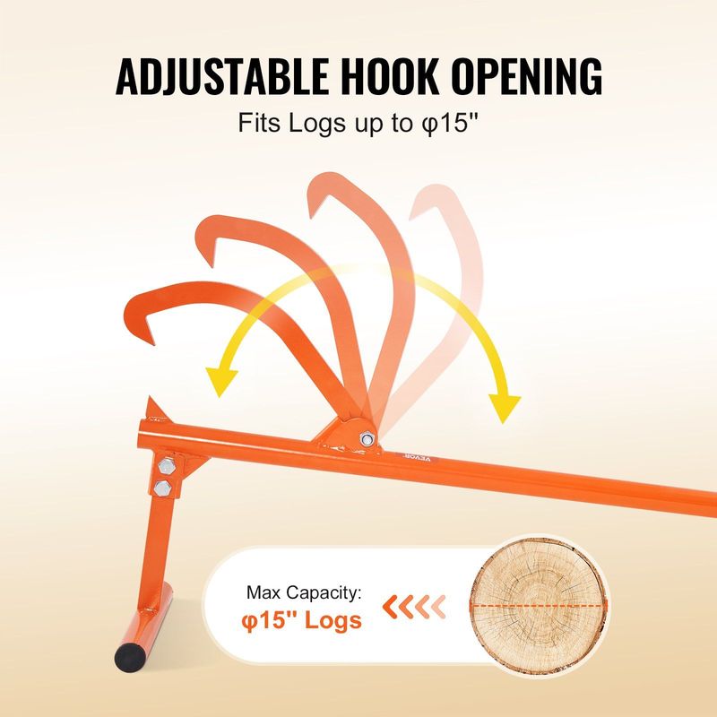 VEVOR Timberjack 48 In Heavy Duty Log Lifter Metal Handle For Max 15" Dia Logs_voghion.com