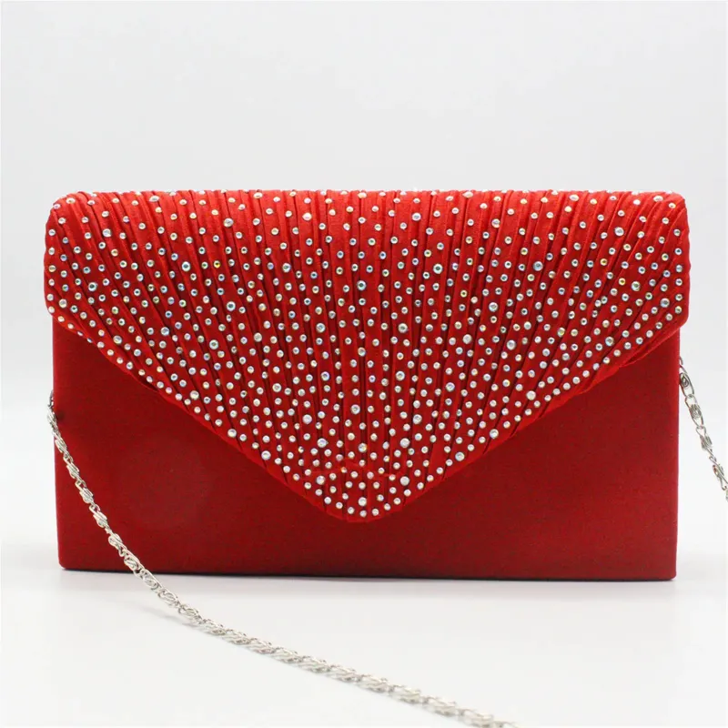 Pochette eleganti da donna alla moda, borsa a tracolla in raso con catena sottile, borse da sera abbinate per feste e banchetti_voghion.com