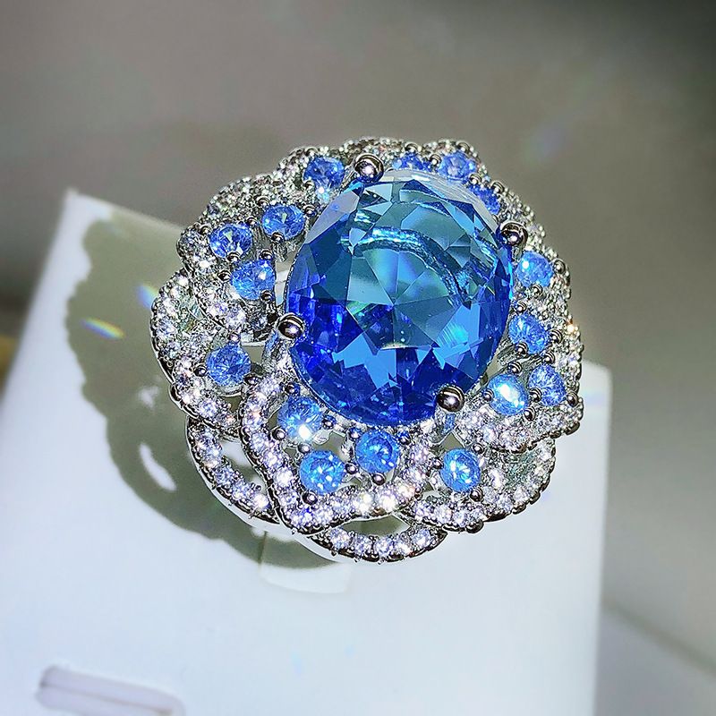 Modetrends Nieuw product Live Simulatie Aquamarijn Topaas Edelsteen Open Ring voor Vrouwen_voghion.com