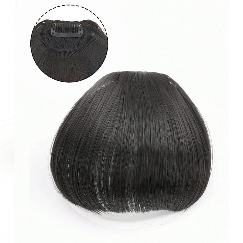 Synthetische pruik Luchtpony Natuurlijk kort Bruin Blond Zwart Fake Fringe Extension Clip-in haarstukken_voghion.com