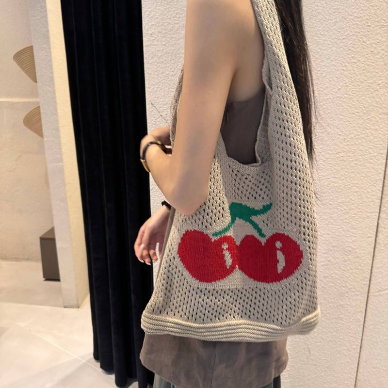 New Hollow Knitted Beach Fashion Versatile Shoulder Simple Large Capacity Tote Bag Fresh Style_voghion.com