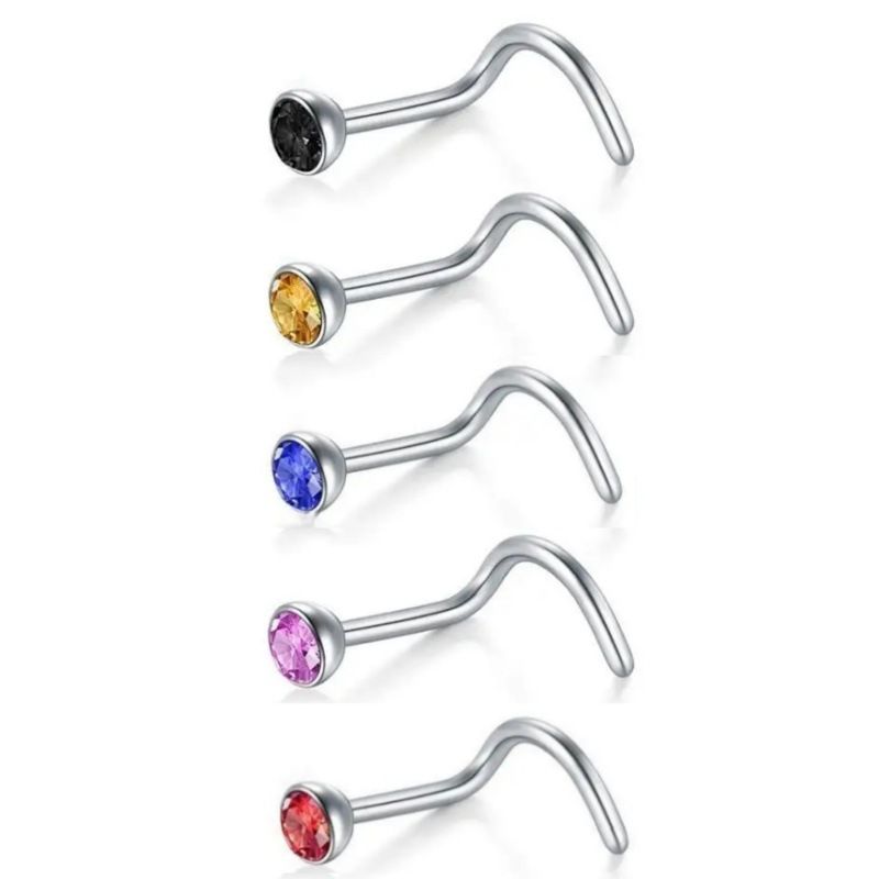 Women's Jewelry Stainless Steel Nose Nail Set 18 Pieces Piercing Nose Ring Set Titanium Steel Nose Jewelry_voghion.com