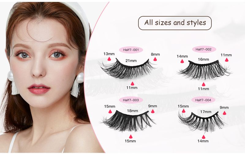 False Eyelashes New Half Eye Slanted Fox Style False Eyelashes 7 Pairs Thick Curled Eye End Lengthening Eyelashes False Eyelashes_voghion.com