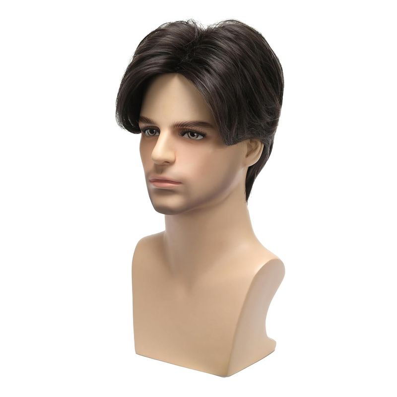 Perruque synthétique à clips pour homme, nouvelle mode, raie au milieu, belle perruque courte pour homme_voghion.com