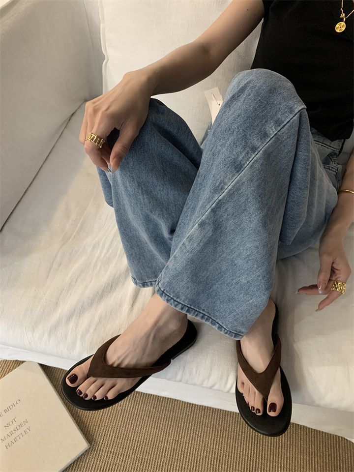 Comode infradito casual antiscivolo con fondo morbido per le vacanze estive da donna, con sandali a punta piatta._voghion.com