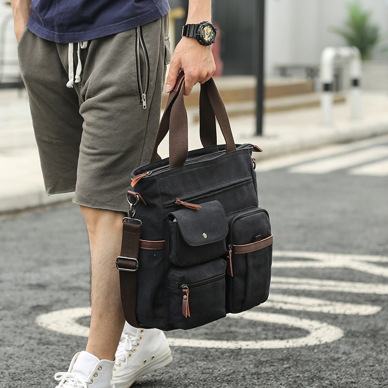 Herren Canvas Schultertasche Crossbody Computertasche, Herren Freizeittasche_voghion.com