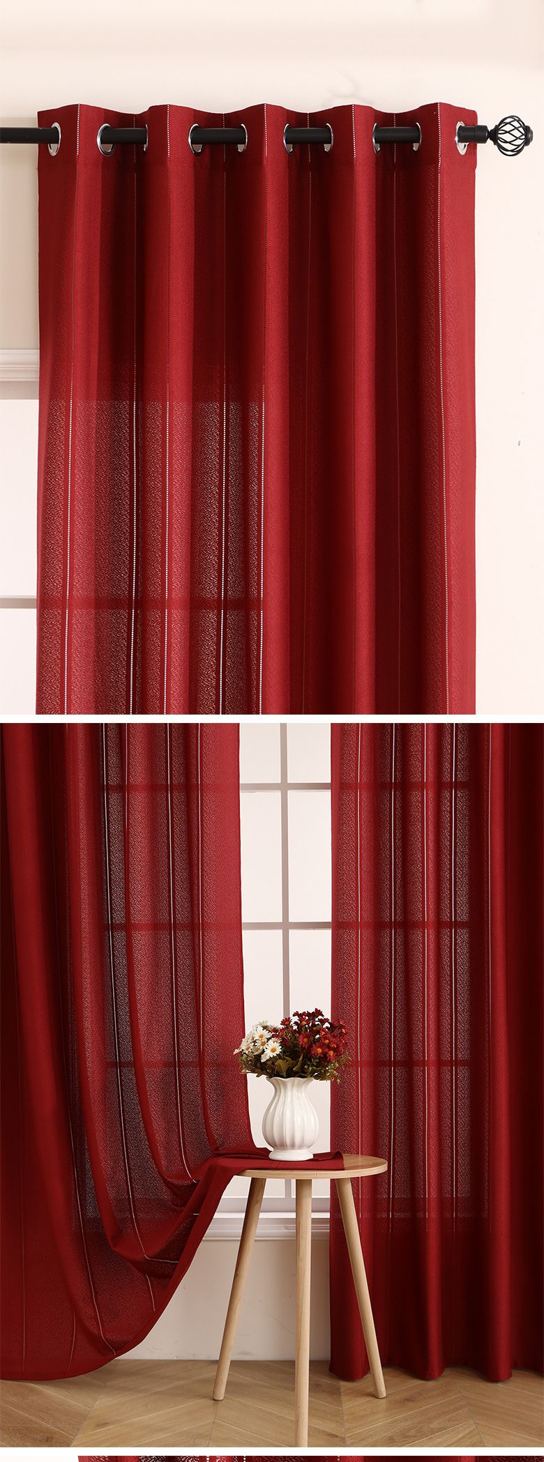 Striped Voile Sheer Curtains - Light Filtering Window Shades For Living Room & Bedroom (Ready-Made, Luxury Minimalist Style, Hotel & Home Use)_voghion.com